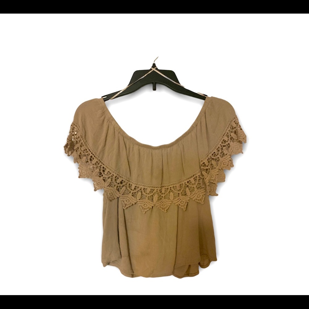 Ambiance crop top size large light tan color